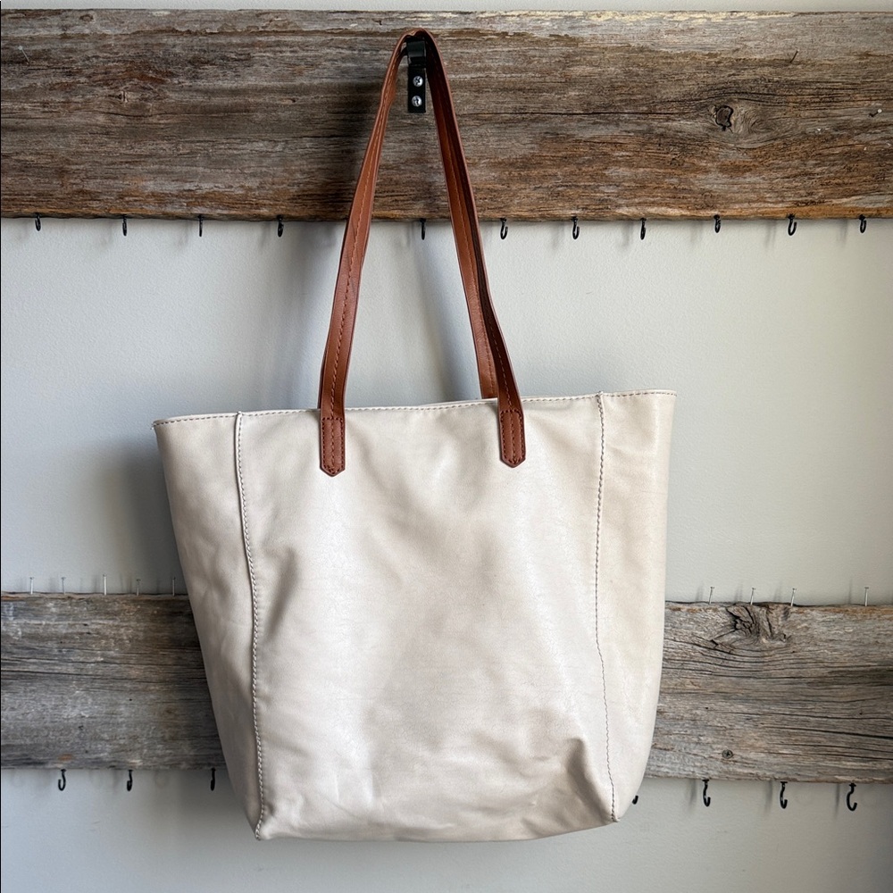 Universal Thread Cream and Brown Tote Bag - Picture 2 of 8